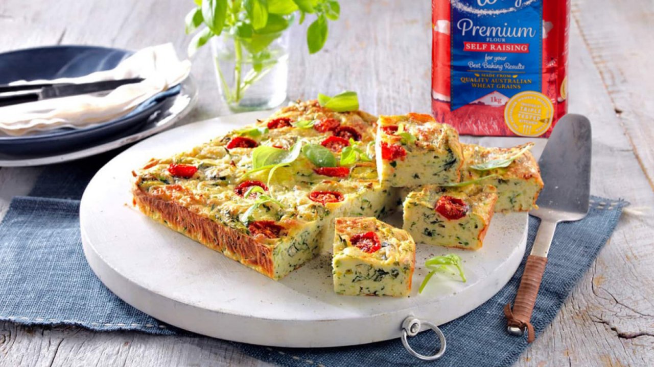 Zucchini & Cherry Tomato Frittata Slice 