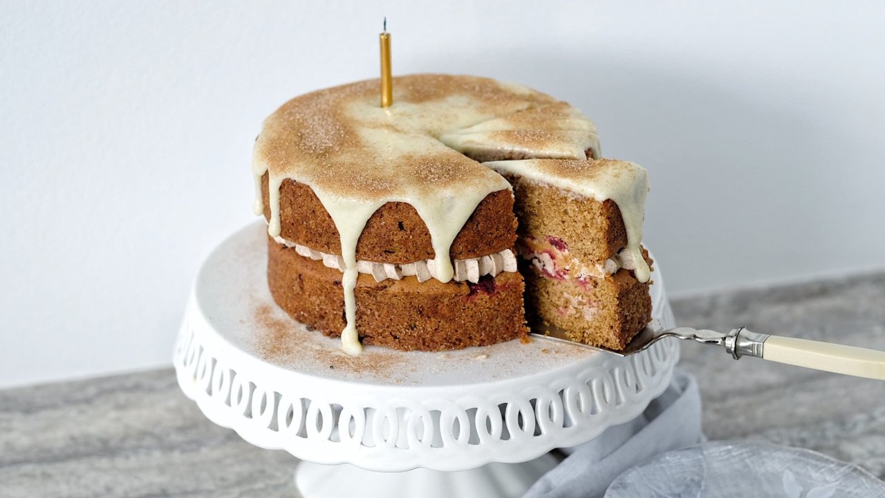 brown butter frosted cardamom cake